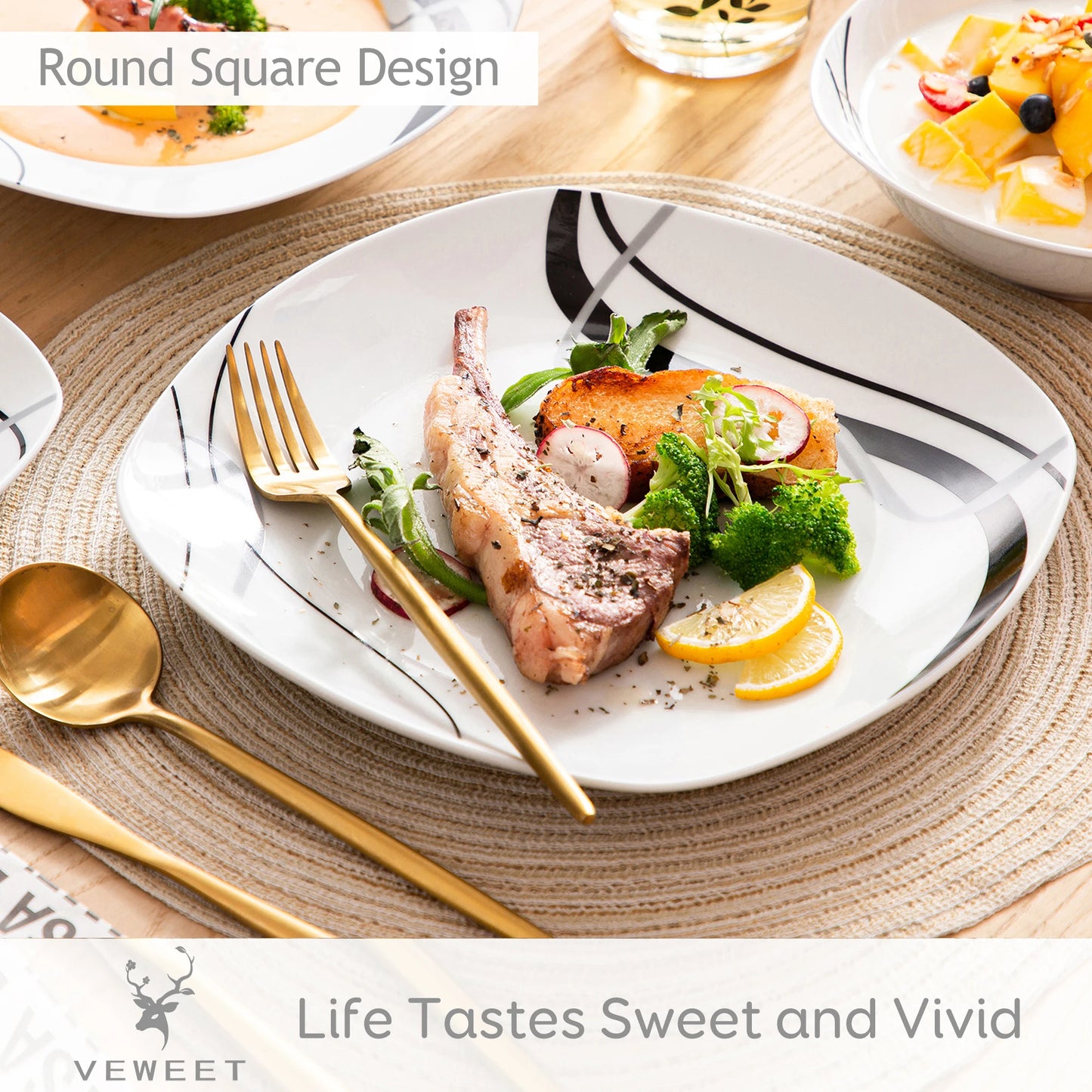 Malacasa Fiona Porcelain Ceramic Tableware Dinner Set