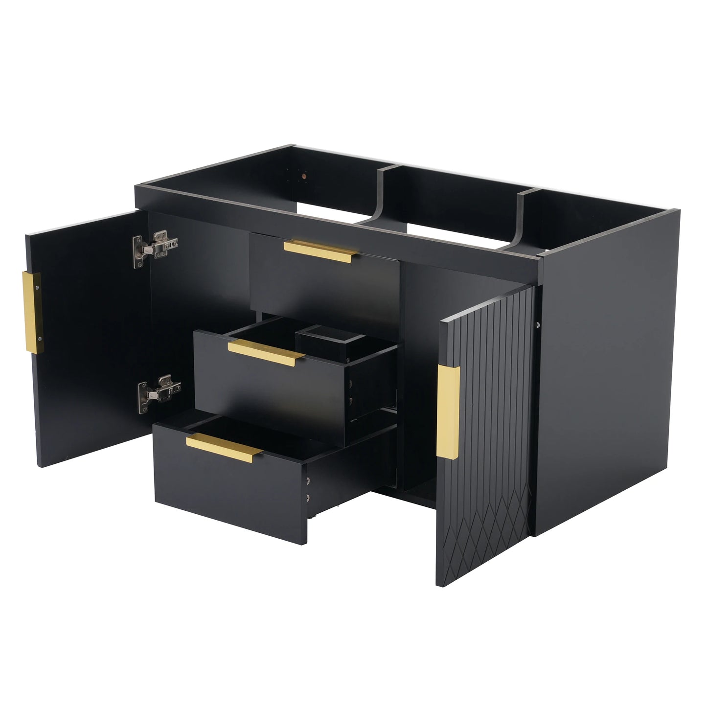 Wall Mounted Floating Bathroom Vanity Cabinet With Drawers Solid Wood