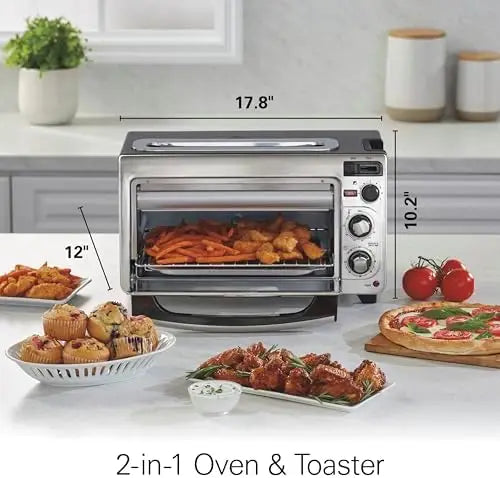 XMSJ 2-In-1 Countertop Toaster Oven And Long Slot 2 Slice Toaster