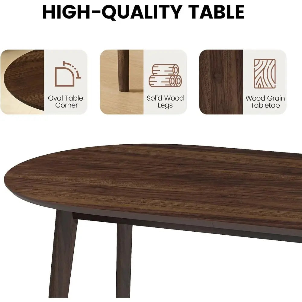 Ticify Oval Dining Table in Oak Wood with Solid Wood Legs