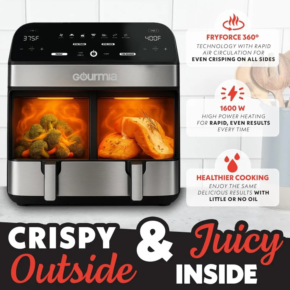 XMSJ Dual Basket Air Fryer With FryForce 360 Digital Display
