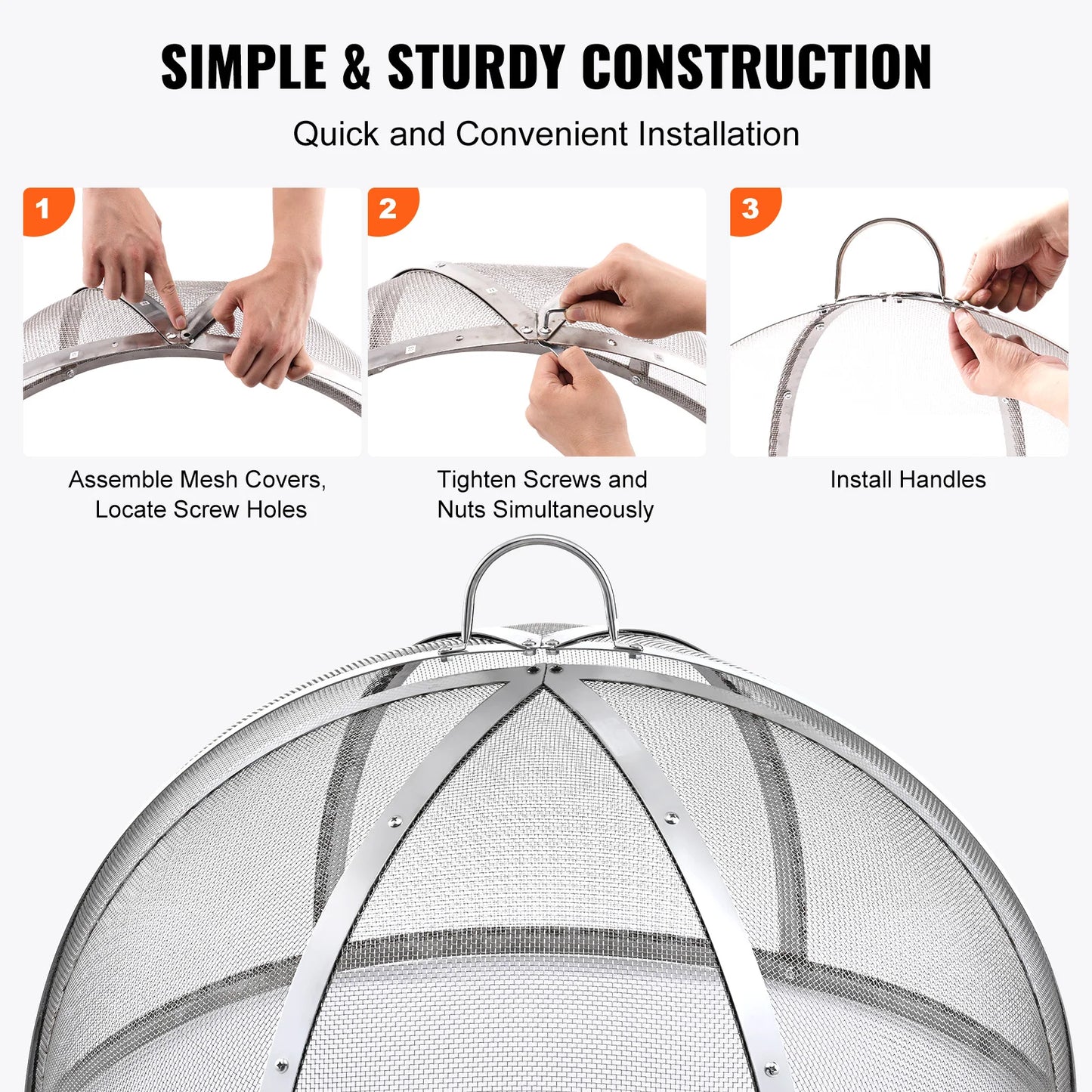 SucceBuy Firepit Spark Screen Lid Outdoor Fire Pit Ring Cover