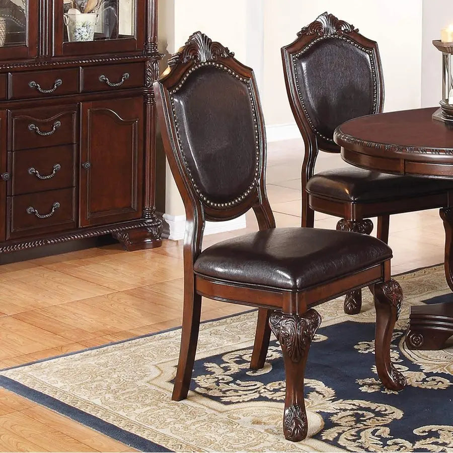 Classic 5 Piece Dining Set Round Table With Padded Chairs