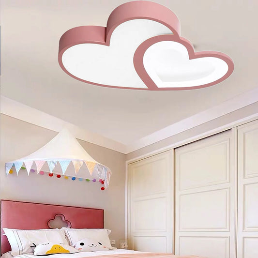 Heart Shaped LED Ceiling Light With Remote Dimmable Kids Room