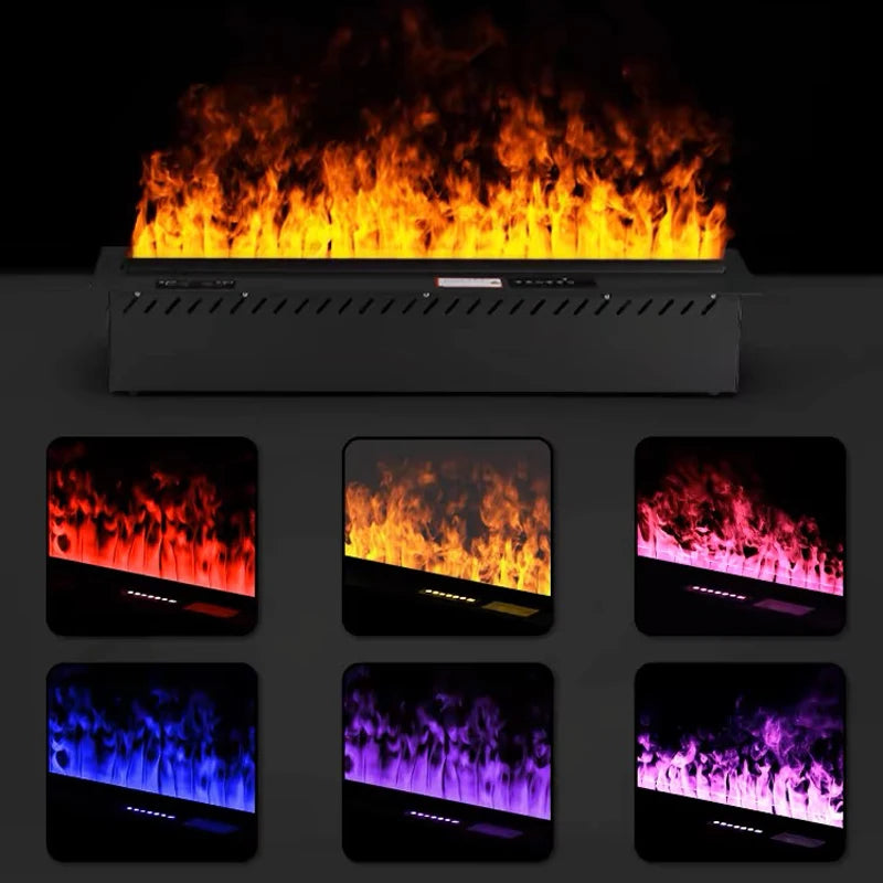 AFLYEVER Realistic 3D Multicolor Flame Electric Steam Fireplace with Tuya App