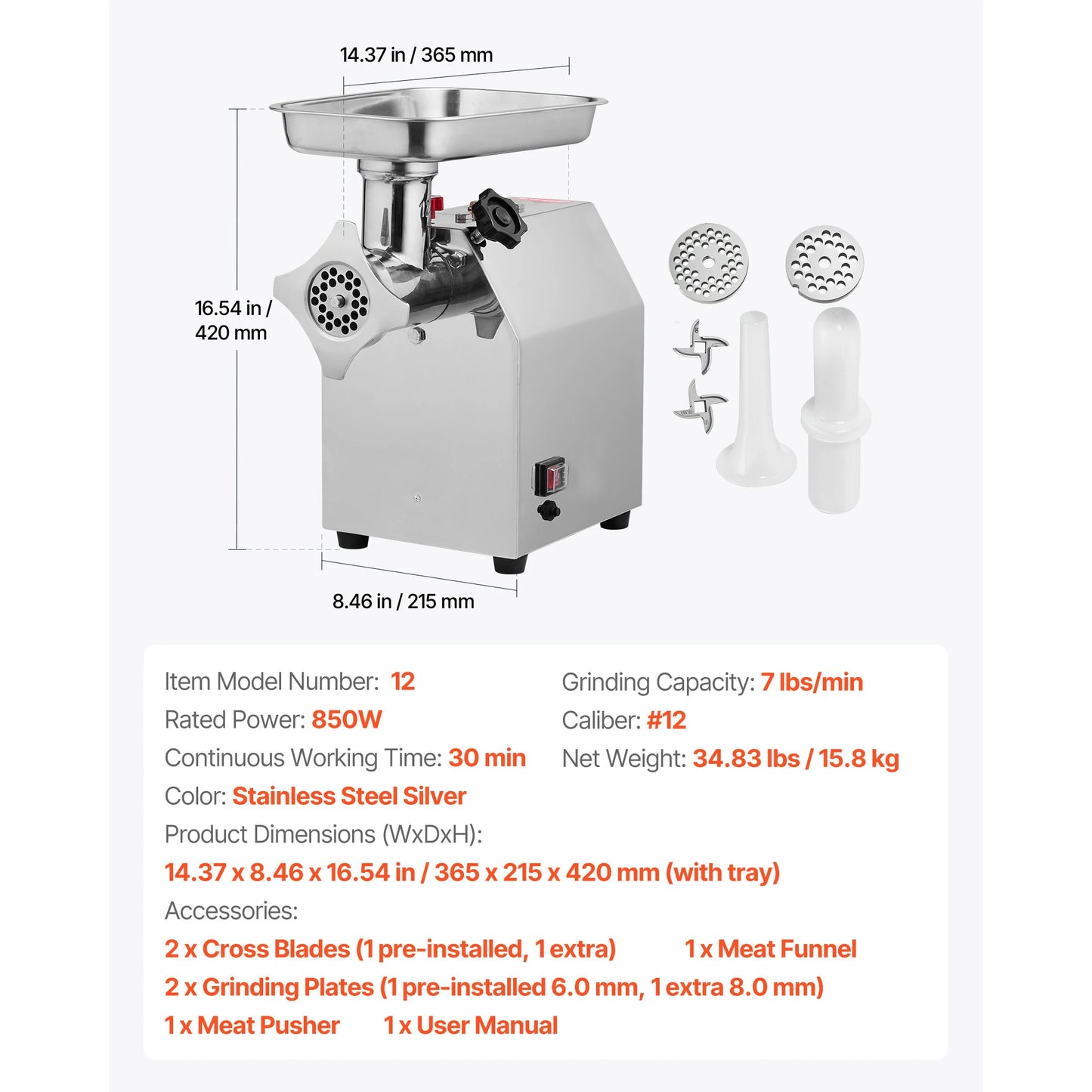 SucceBuy Commercial Electric Meat Grinder Industrial Mincer