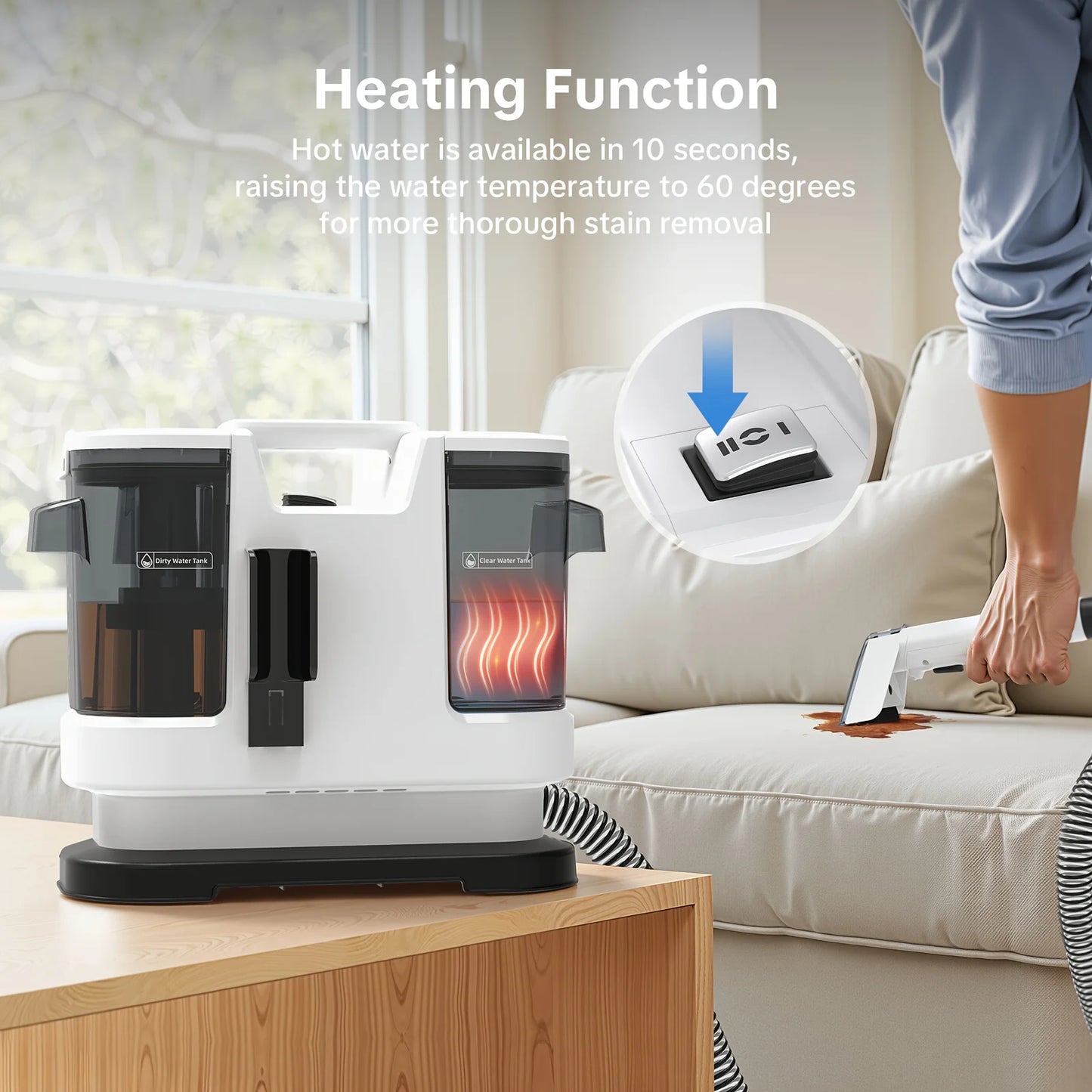 Lubluelu V8 Instant Heated Carpet Cleaner With Powerful 15KPa Suction