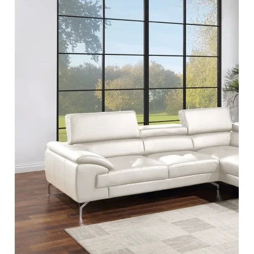 Modern Faux Leather Sectional Sofa With Metal Legs And Chaise