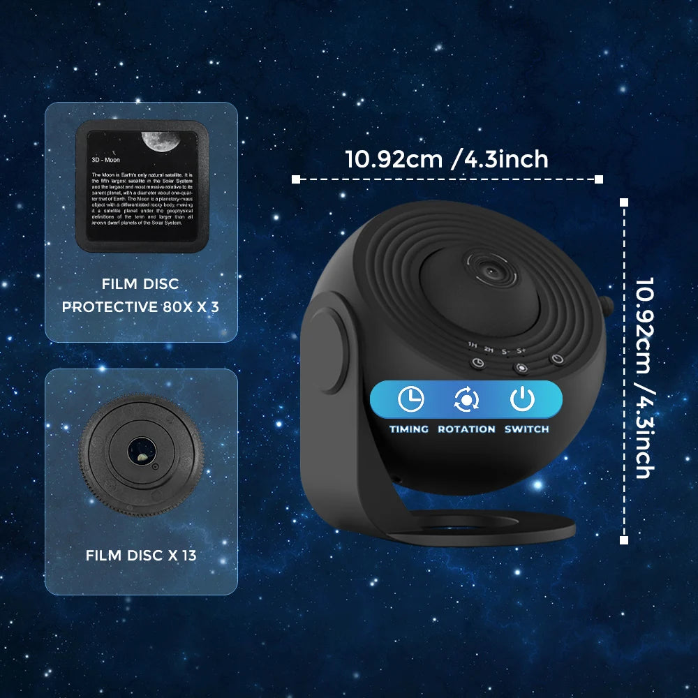 Aiopp Galaxy Star Projector Planetarium Night Light With Rotating Display