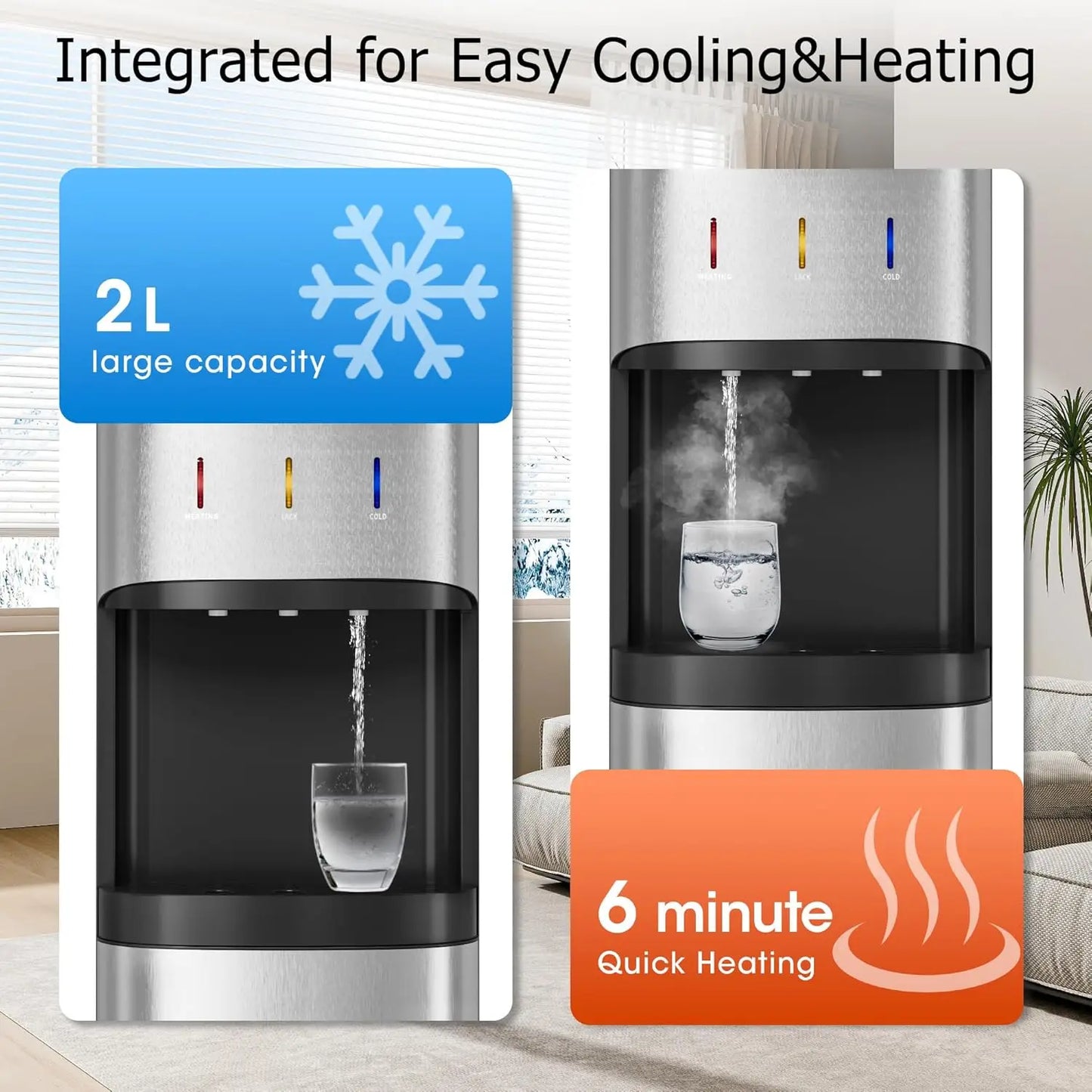 XMSJ Bottom Loading Water Cooler Dispenser Stainless Steel With Hot