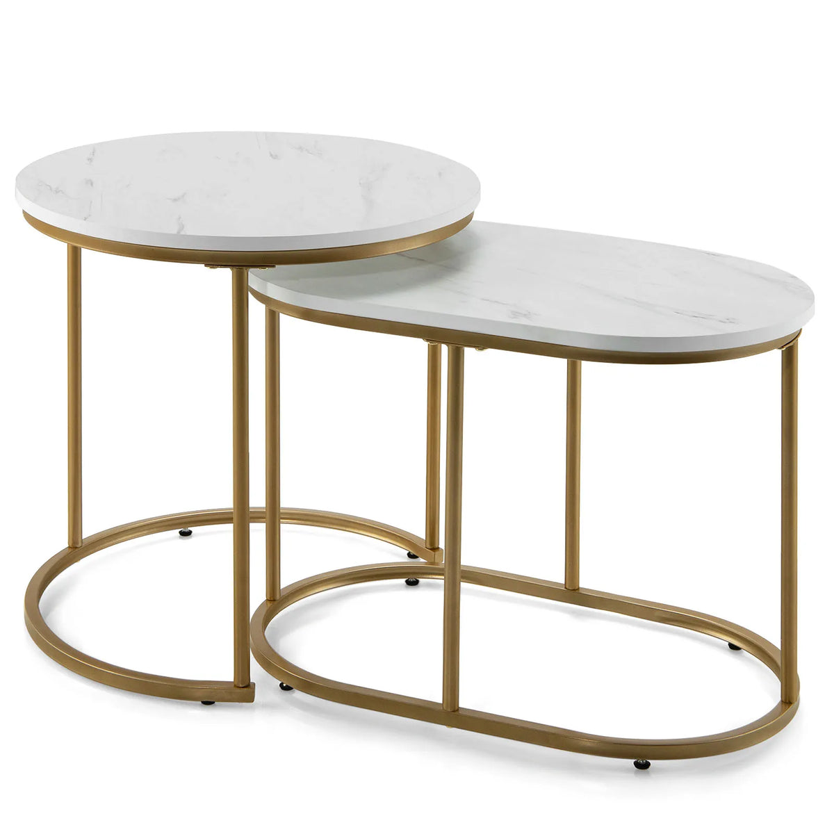 HOMASIS Modern Nesting Table Set of 2 Marble Side Tables