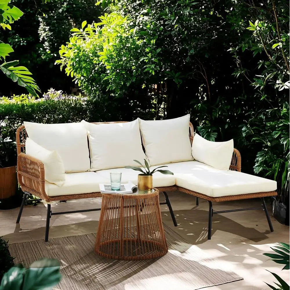 Outdoor Patio Sofa Set Rattan Wicker Conversation Couch