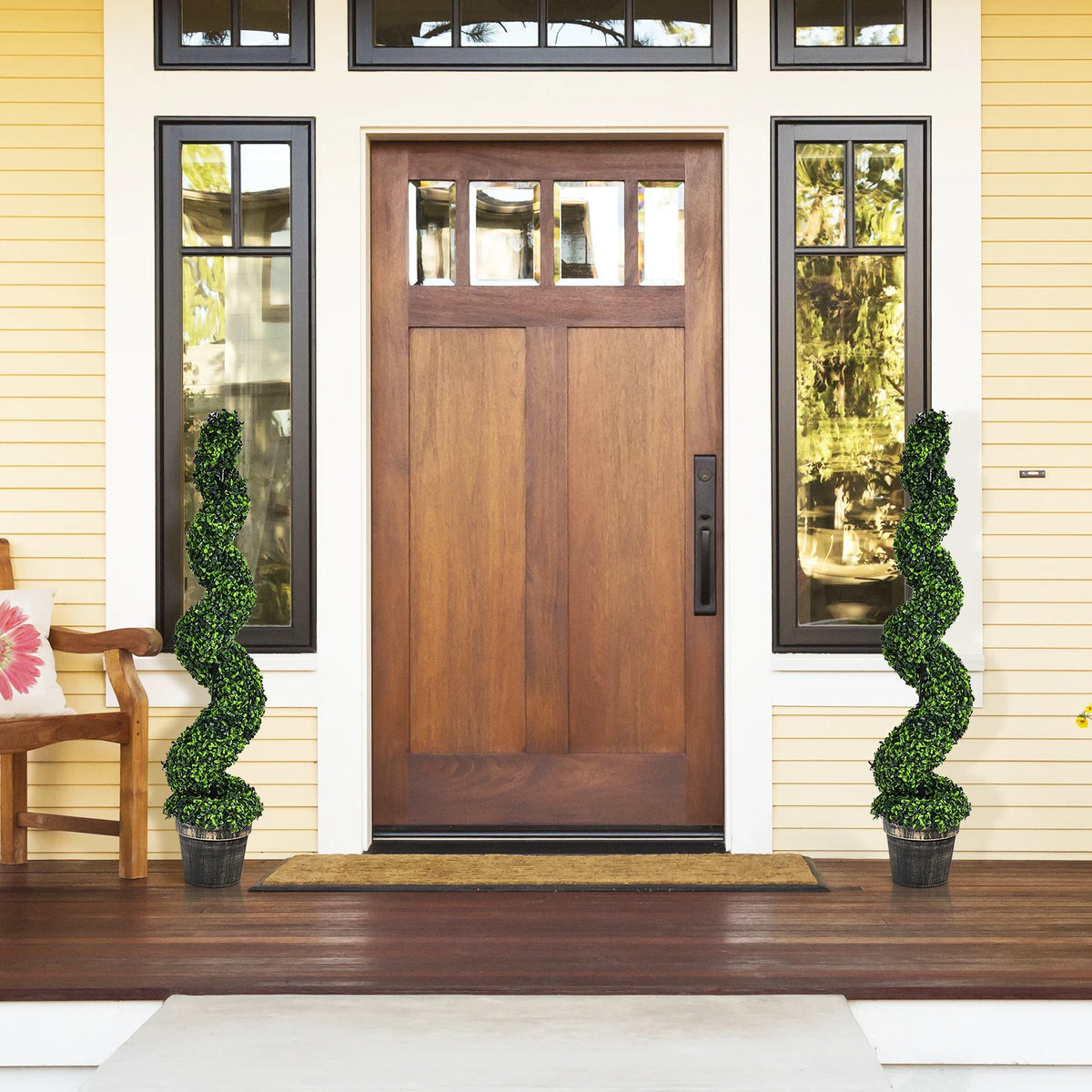 LIFEZEAL Artificial Spiral Boxwood Topiary Trees Indoor Outdoor Decor