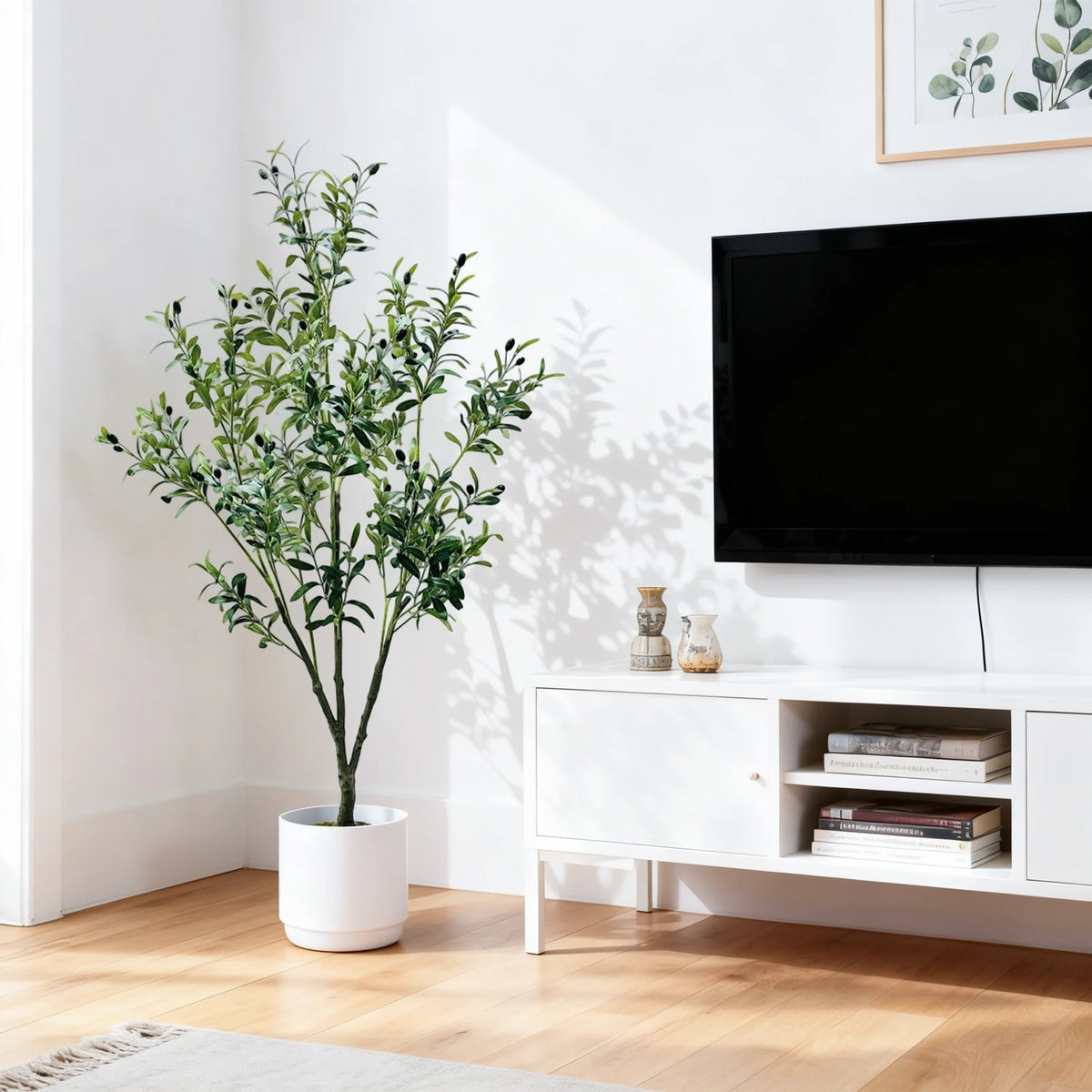 HiMISS Artificial Olive Tree Faux Plant With Realistic Leaves