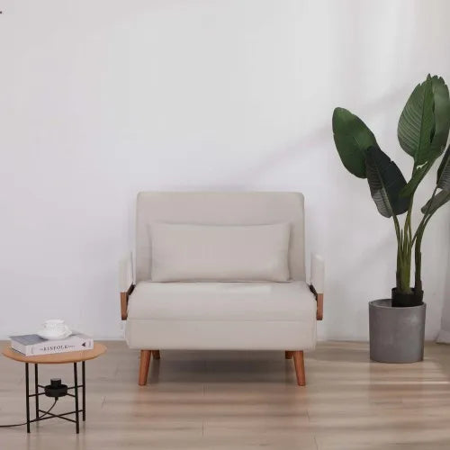 Modern Foldable Sofa Bed Single Seater With Breathable Linen Fabric