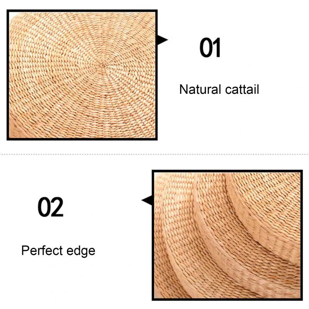 Round Straw Tatami Cushion Breathable Pillow For Floor Home Garden