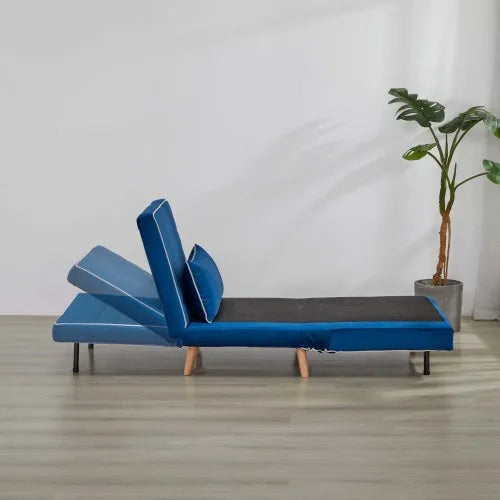 Modern Velvet Foldable Sofa Bed With Three Position Backrest Converts To Bed