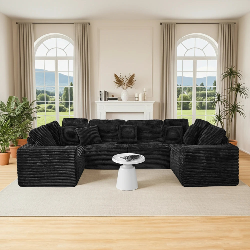 Modular U Shaped Sectional Sofa 6 Seater With Reversible Design