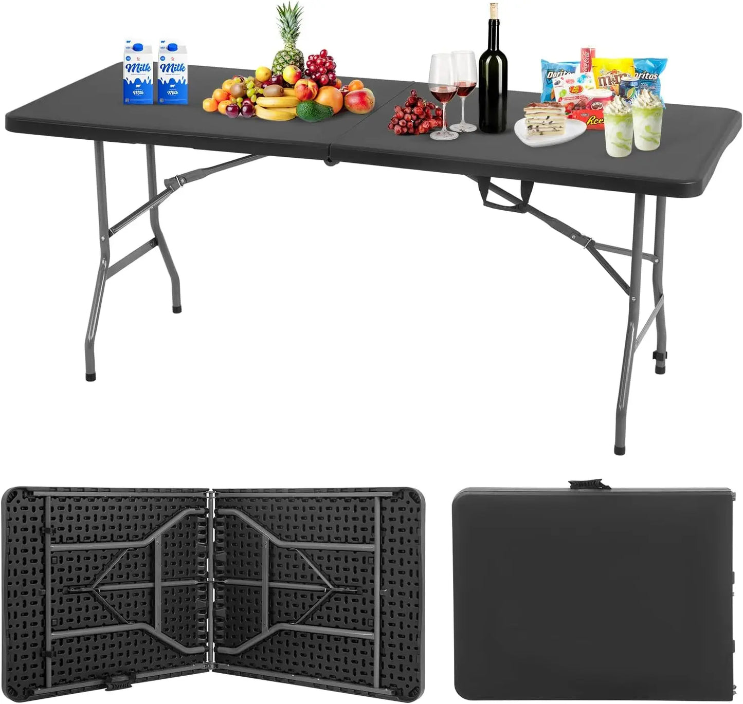 XIUWO Folding Outdoor Camping Table Portable Plastic Square Dining