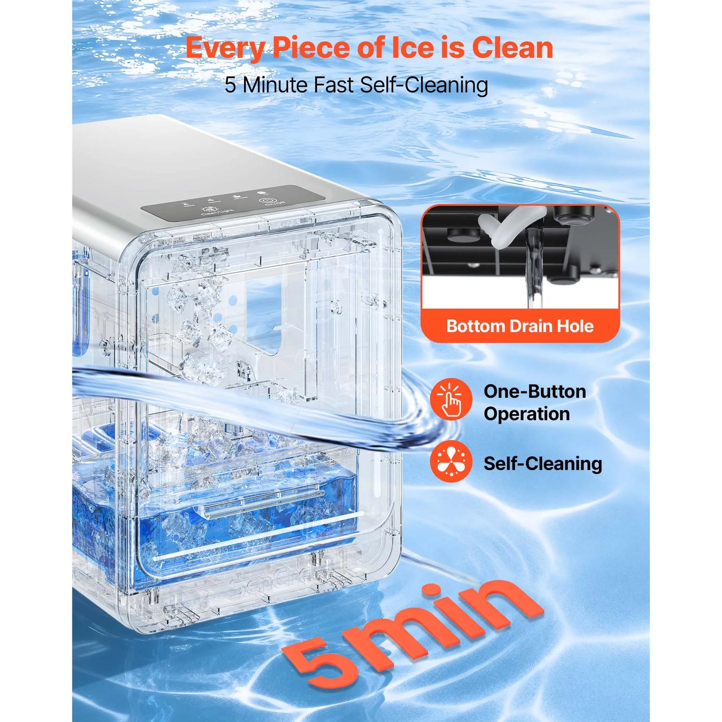 SucceBuy Countertop Nugget Ice Maker 33 To 44 Lbs Per Day Portable