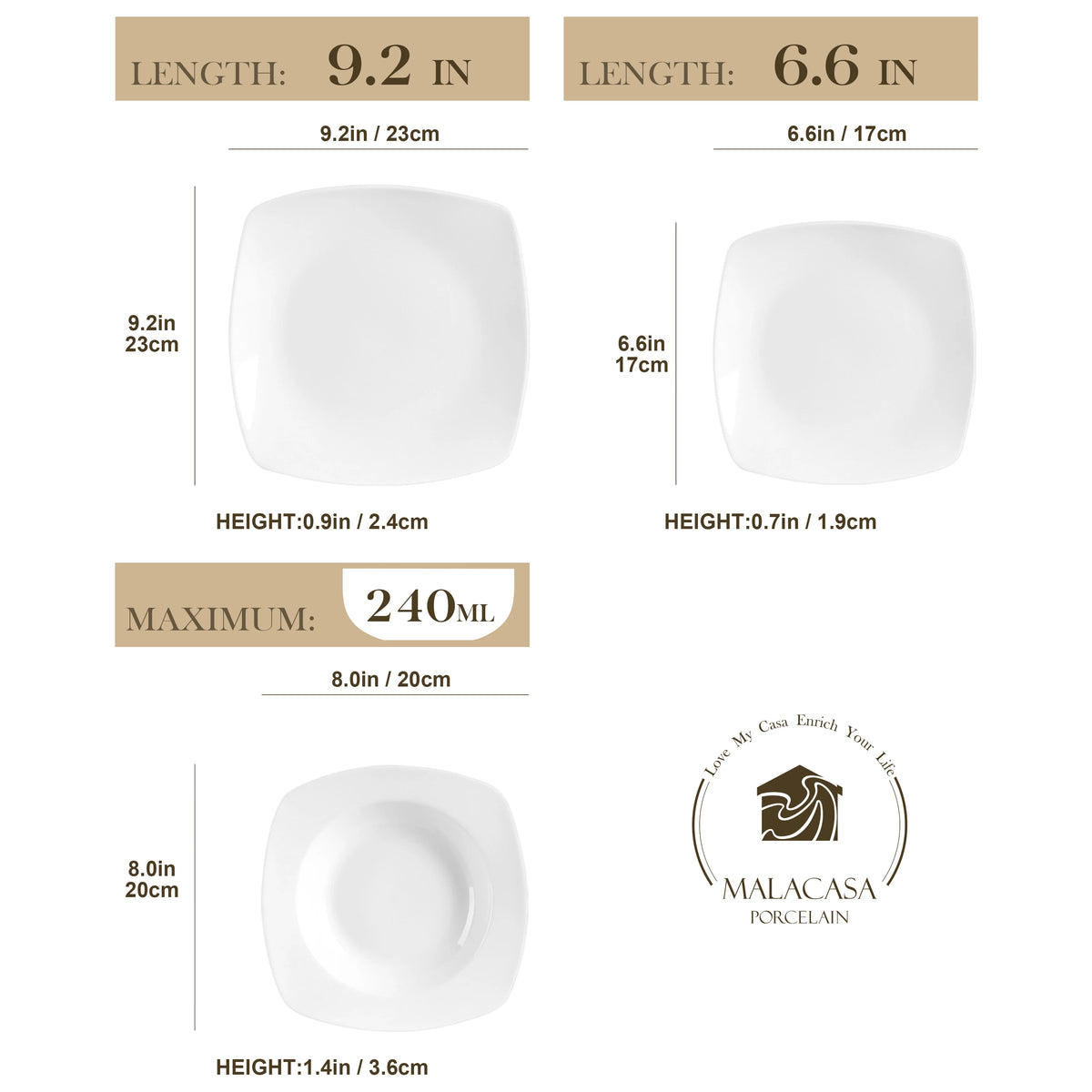 Malacasa Classic Ceramic Porcelain Dinnerware Set Service For Six