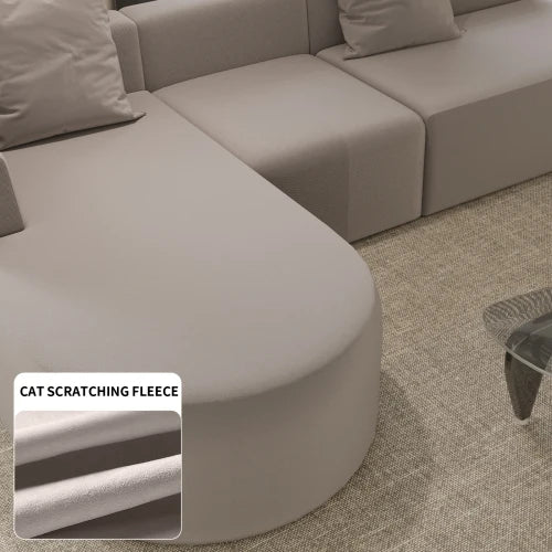 L Shaped Modular Sectional Sofa Corduroy With Movable Ottoman