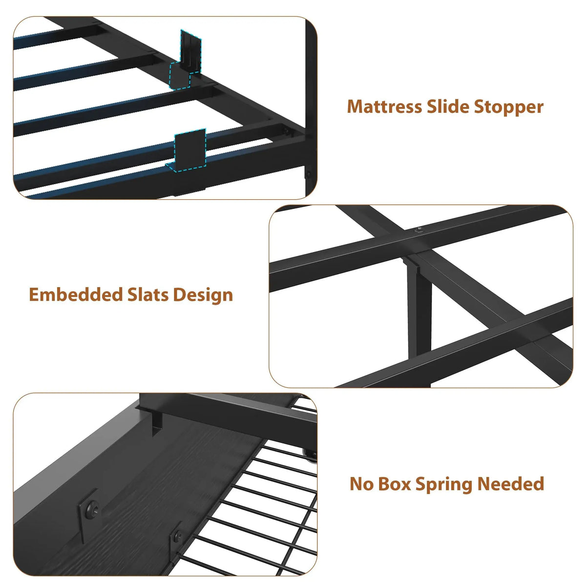 HiMISS Corner Bed Frame, Bookcase Headboard, LED Lights, Charging Station