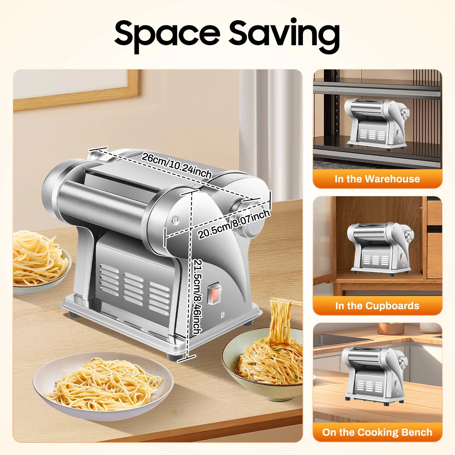 135W Automatic Noodle Machine Stainless Steel Pasta Maker for Home