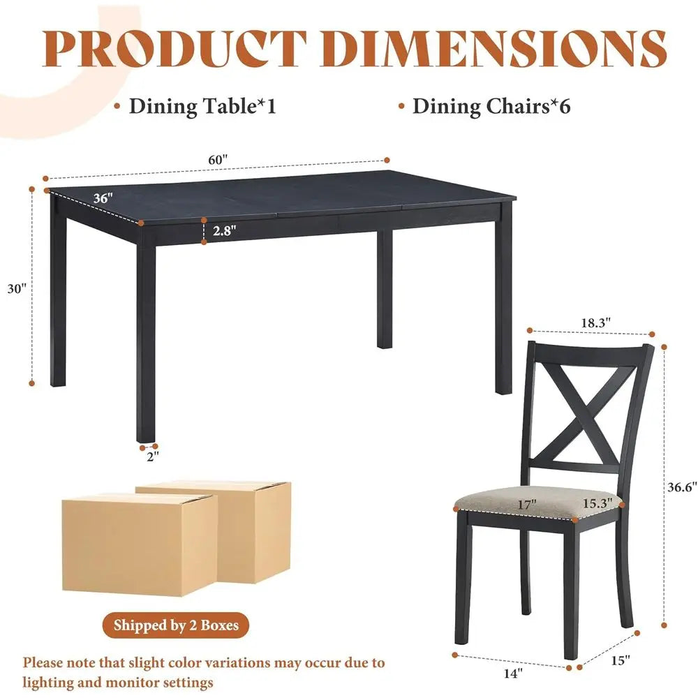 Ticify Armhouse Dining Table Set With Upholstered Chairs