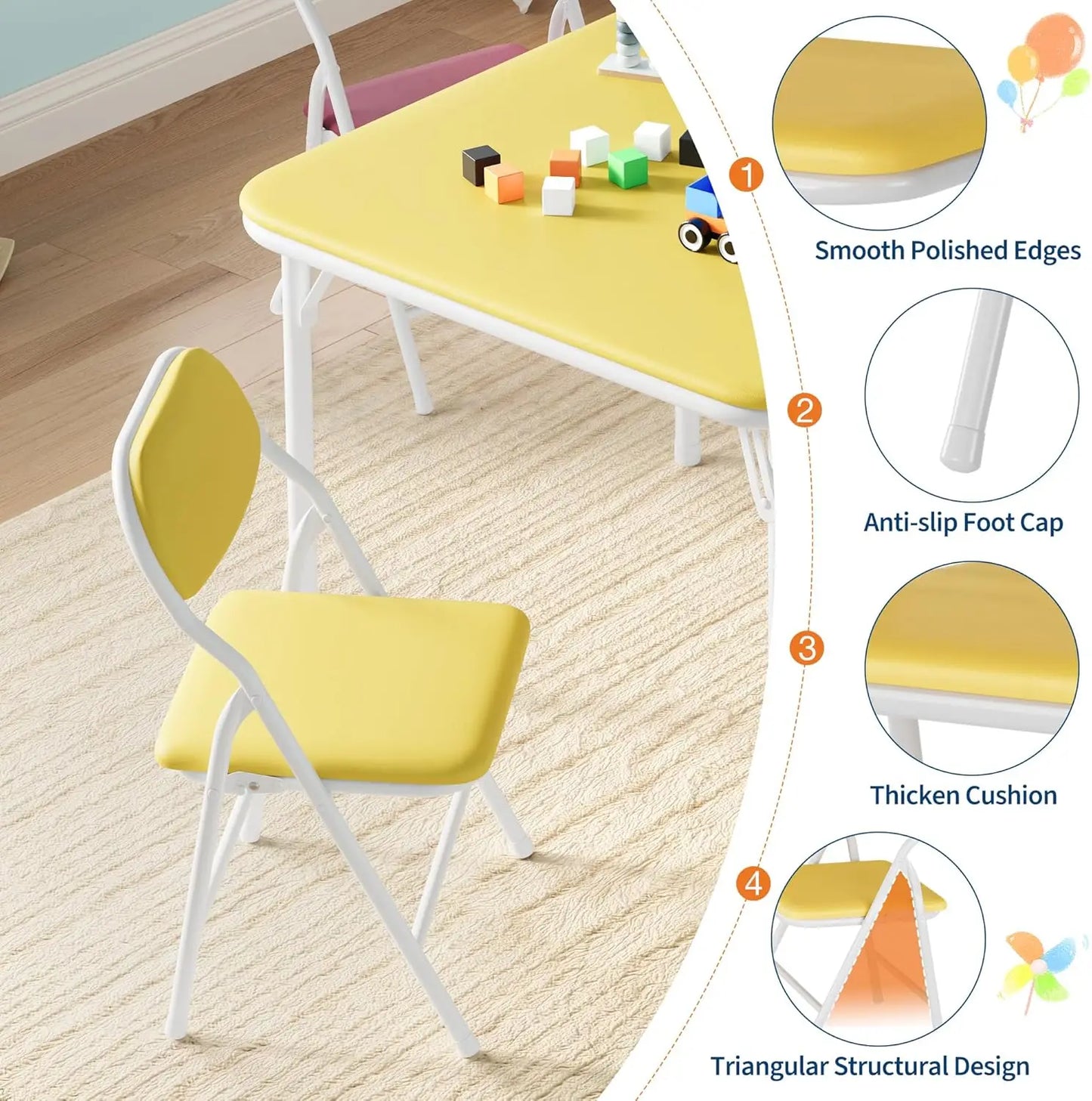 Studyset Kids Folding Table and Chairs Set for Daycare Classrooms
