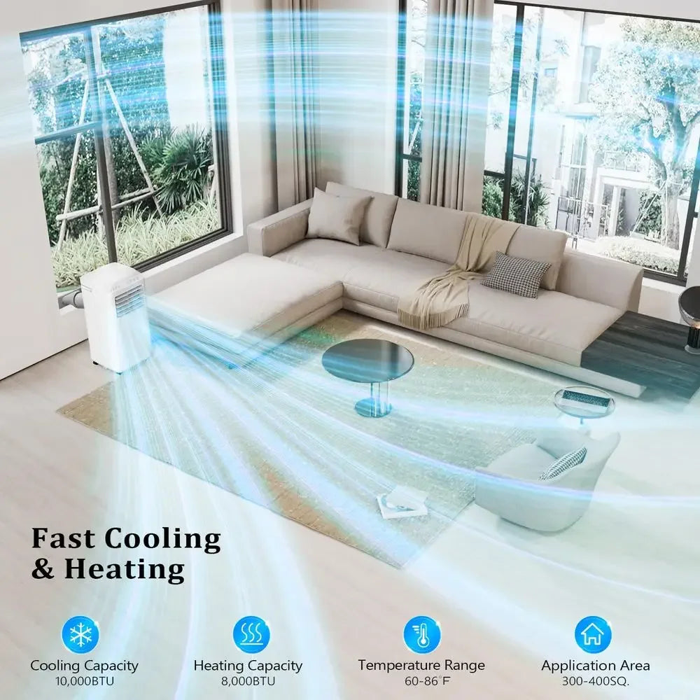 WiFi Enabled 10000 BTU Portable Air Conditioner With Heat Dehumidifier