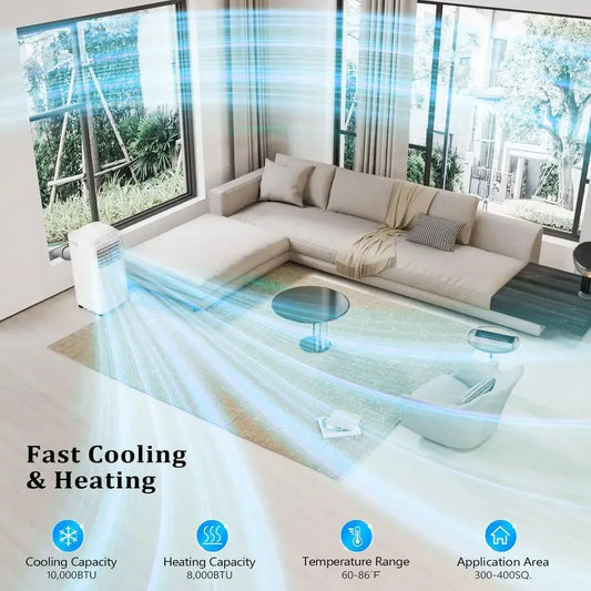 WiFi Enabled 10000 BTU Portable Air Conditioner With Heat Dehumidifier