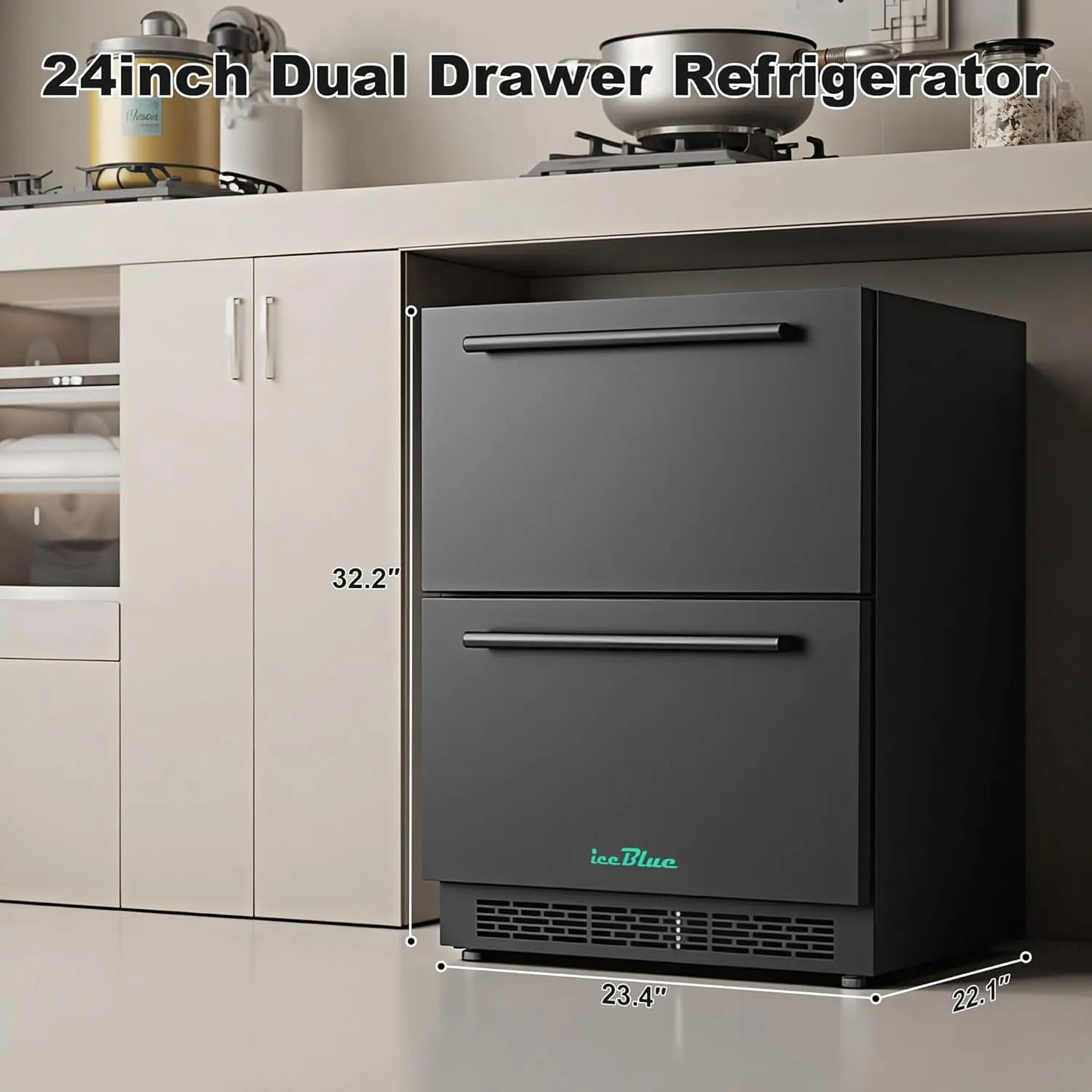 XMSJ Under Counter Drawer Fridge 5.12 Cu Ft Stainless Steel