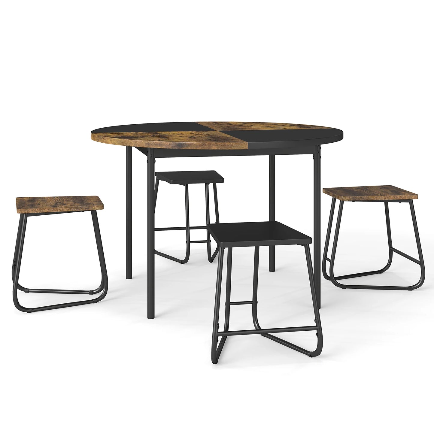 HOMASIS 5-Piece Dining Set With 4 Stools And Wooden Tabletop