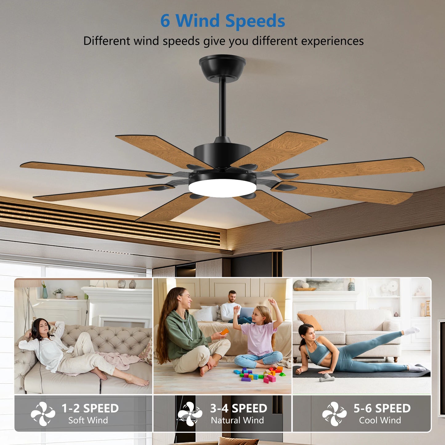 Longree Ceiling Fan With Lights And Remote Control Dimmable