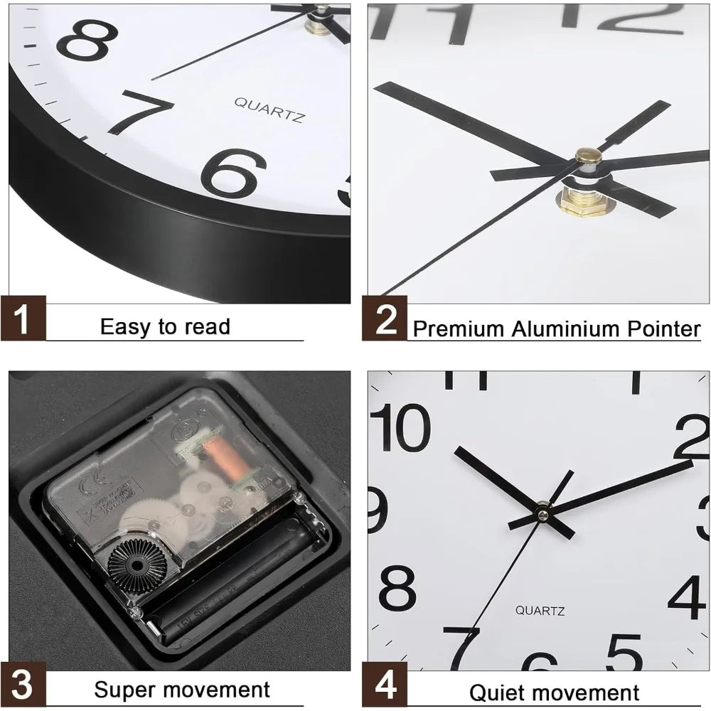 8 Pack Silent Classroom Wall Clocks Battery Operated Quartz Analog
