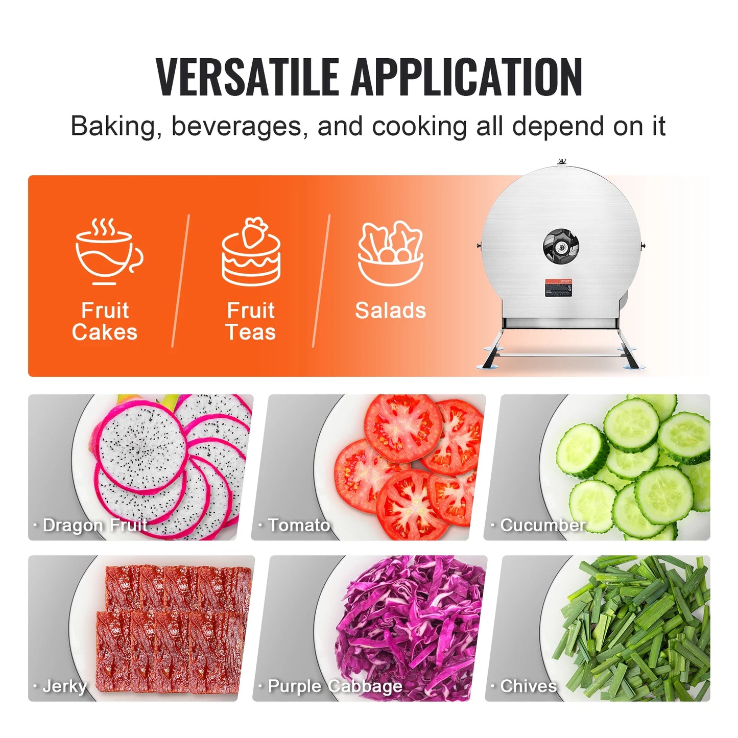 VEVOR Electric Vegetable Slicer With Adjustable Thickness Convertible To Manual
