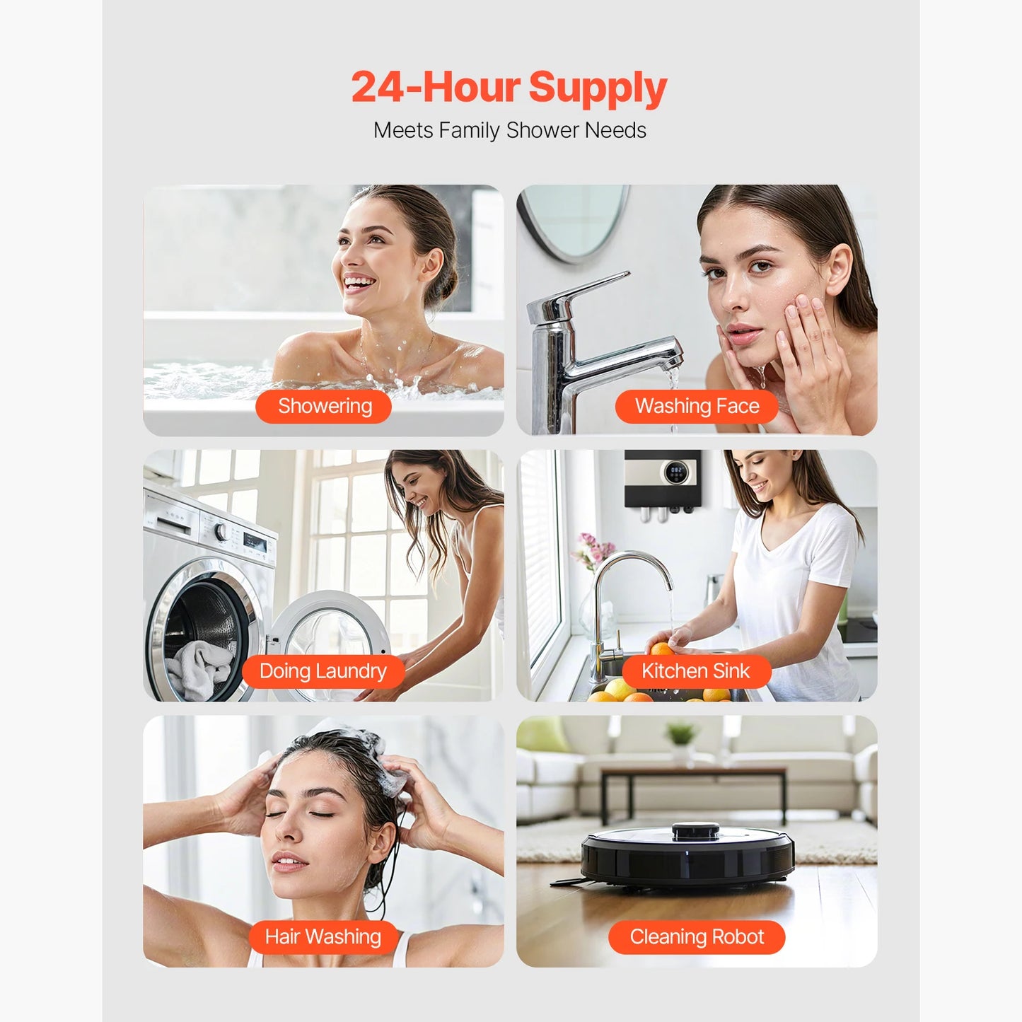 SucceBuy Tankless Electric Water Heater 27kW Under Sink LCD Touch Screen