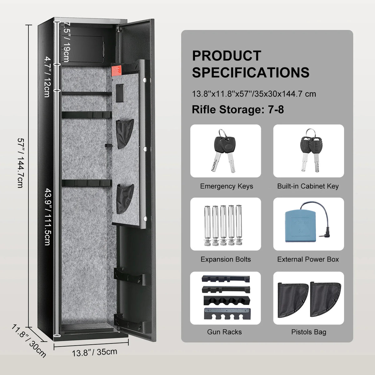 SucceBuy Digital Keypad Gun Storage Cabinet With Removable Shelf