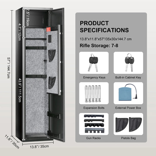 SucceBuy Digital Keypad Gun Storage Cabinet With Removable Shelf