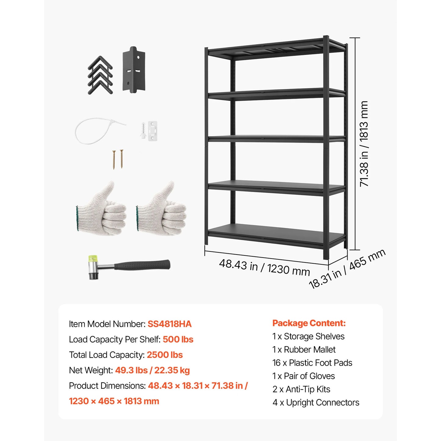 SucceBuy 4/5-Tier Adjustable Garage Storage Shelves Utility Rack