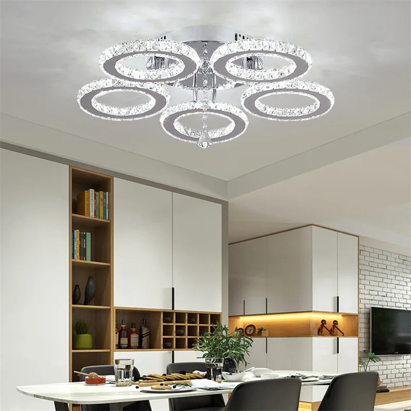 GreeLustr Modern Led Crystal Pendant Ceiling Light Fixture