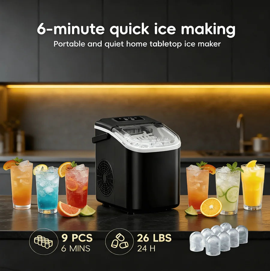 XMSJ Commercial Ice Maker Portable 26 Lbs Per 24 Hours