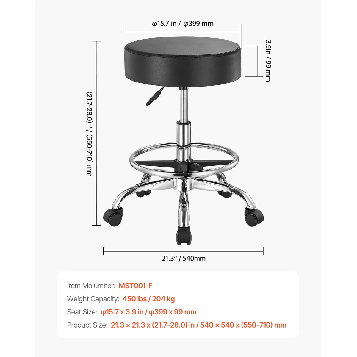 SucceBuy Adjustable Rolling Stool Chair for Salon Spa Tattoo Clinic