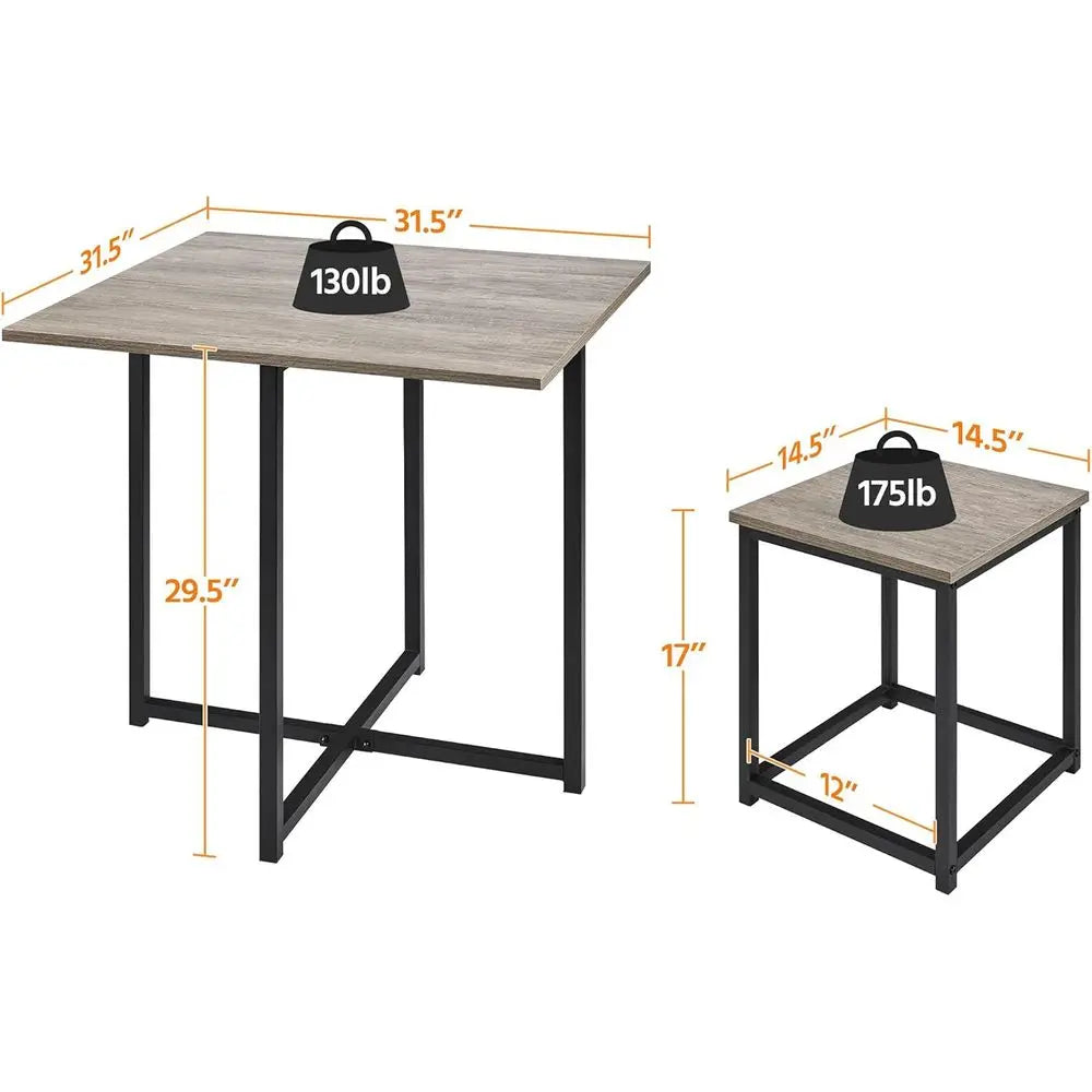 Ticify Industrial Dining Table Set For 4 With Space Saving