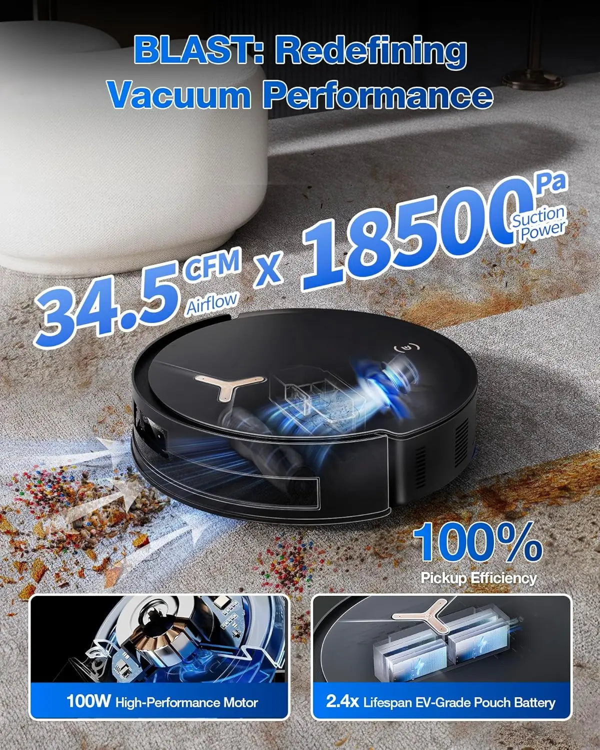 XMSJ T50 MaxPro Robot Vacuum And Mop With Auto Lift