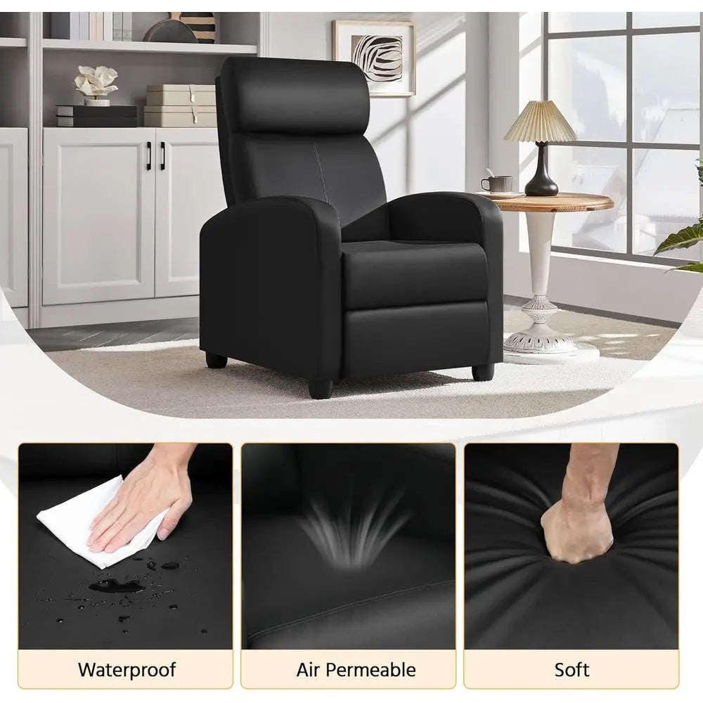 Recliner Chair PU Leather Home Theater Seating with Lumbar Support
