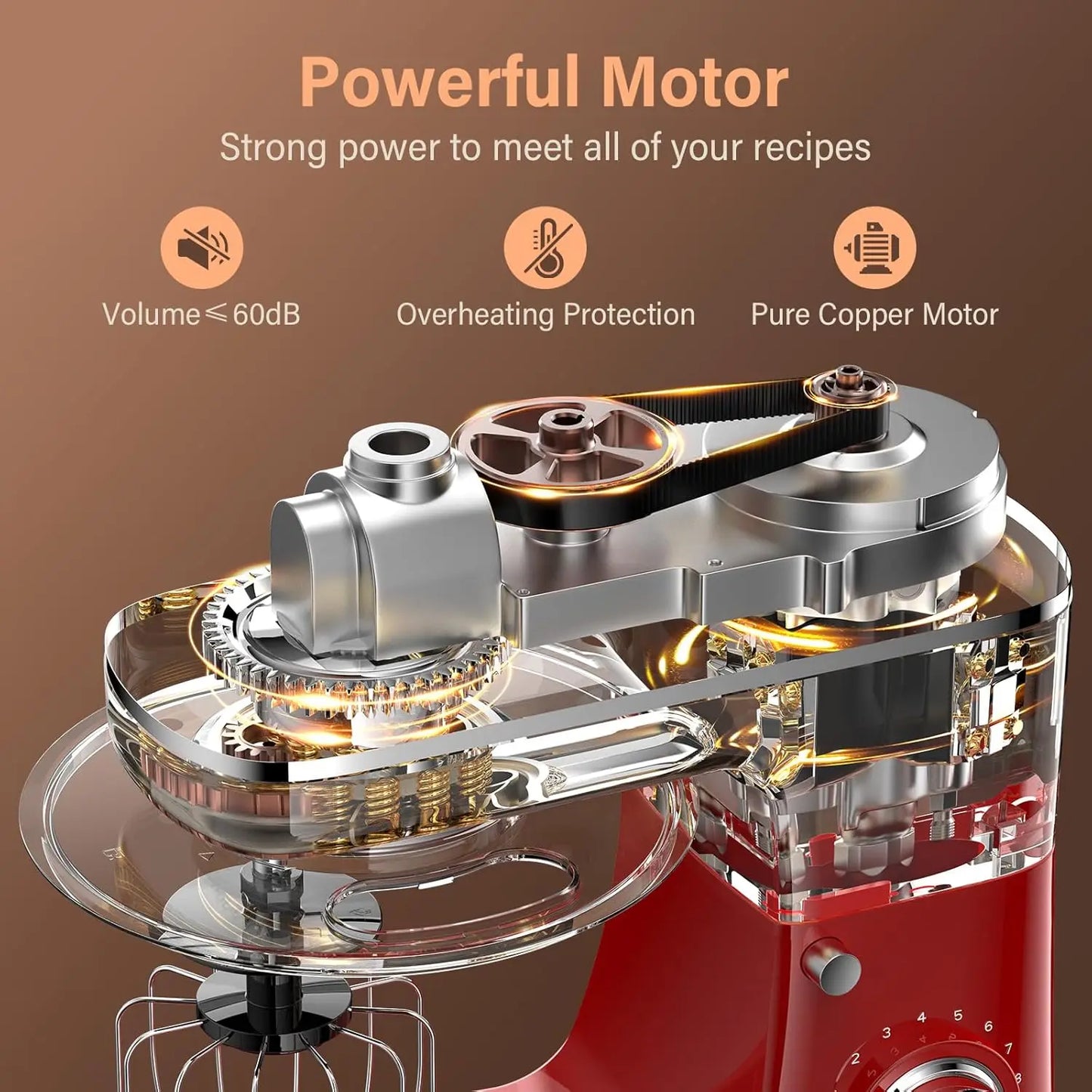 XMSJ Stand Mixer 3 In 1 8-Speed 660W 6.5Qt Tilt-Food