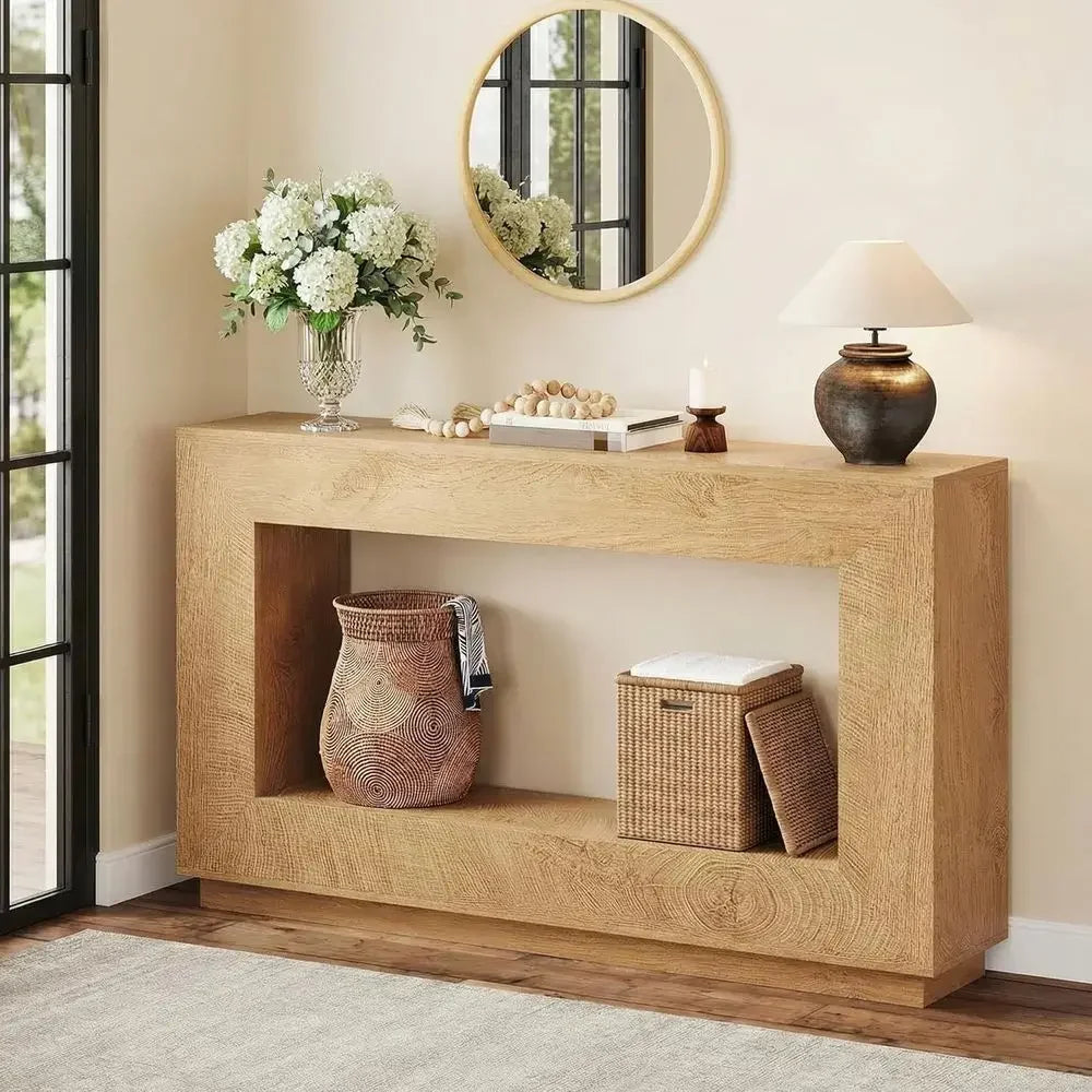 Solid Wood Entryway Table Two Tier Hallway Console