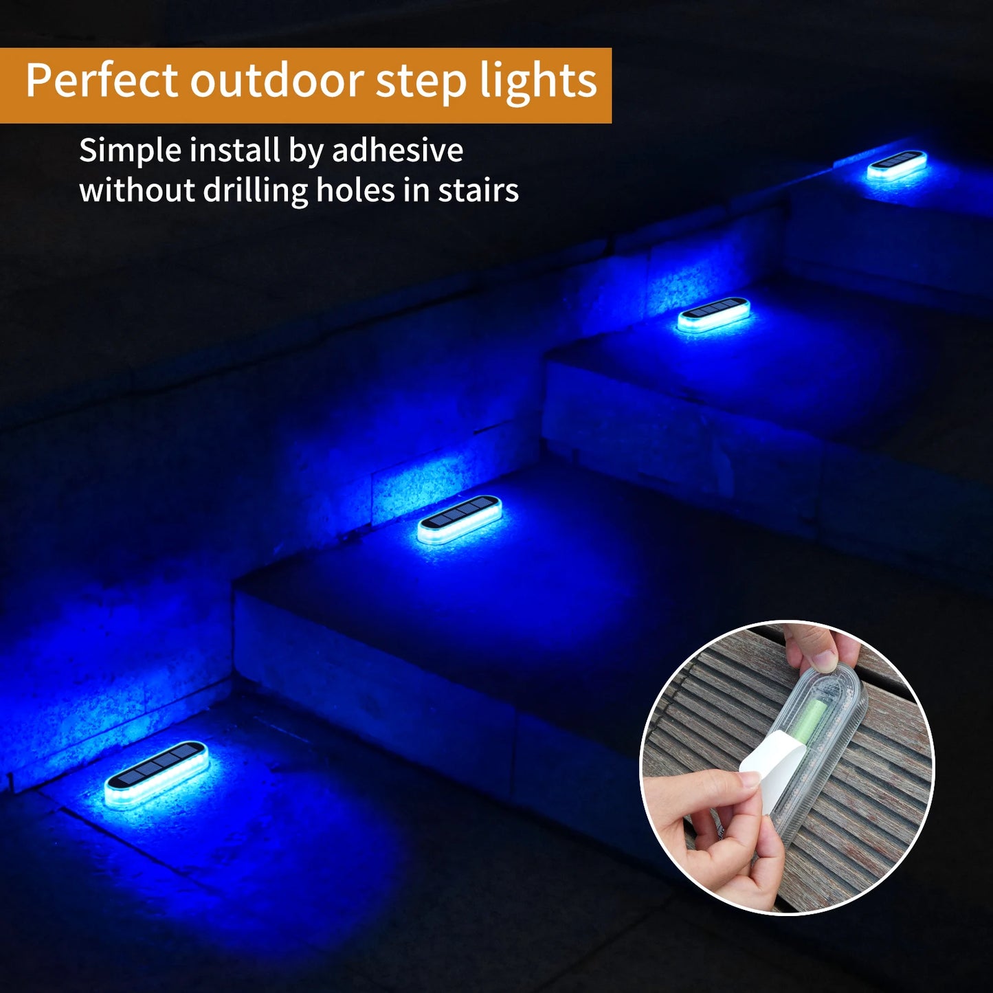 Solar LED Deck Lights Auto On Off IP68 Waterproof Outdoor 4 Pack